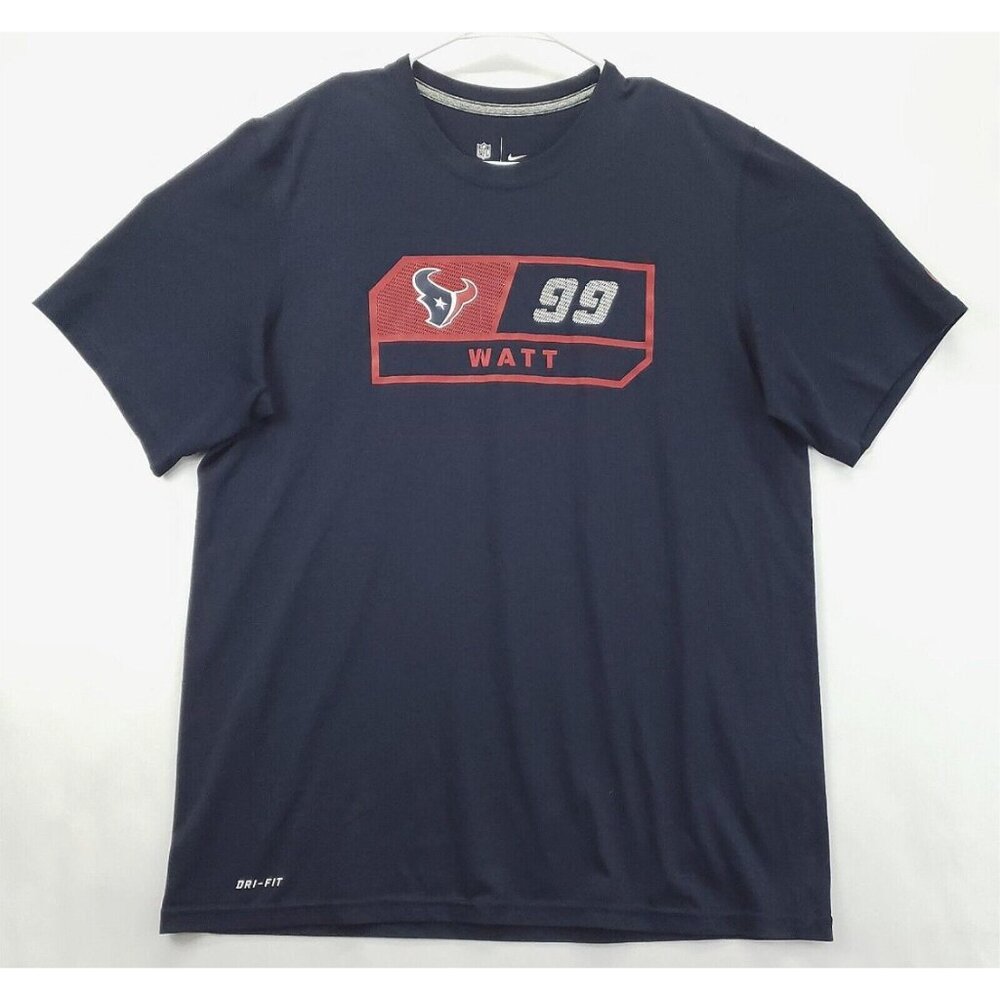 Nike Houston Texans JJ Watt 99 Shirt Mens Large Blue Dri-Fit NFL Team Apparel